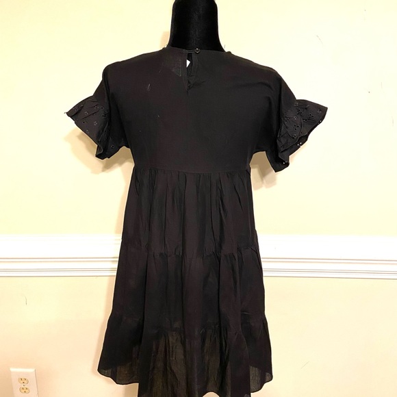 Pretty Little Thing Womens Black Broderie Anglaise Smock Dress Size UK 6 EUR 34 - Picture 2 of 16
